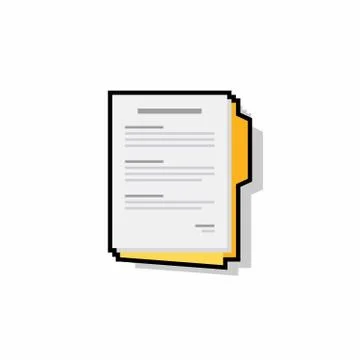 Document - Black Stroke+Shadow icon vector isolated. Stock Illustration