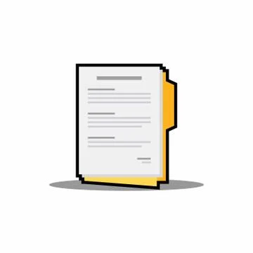 Document - Black Stroke+Shadow icon vector isolated. Stock Illustration