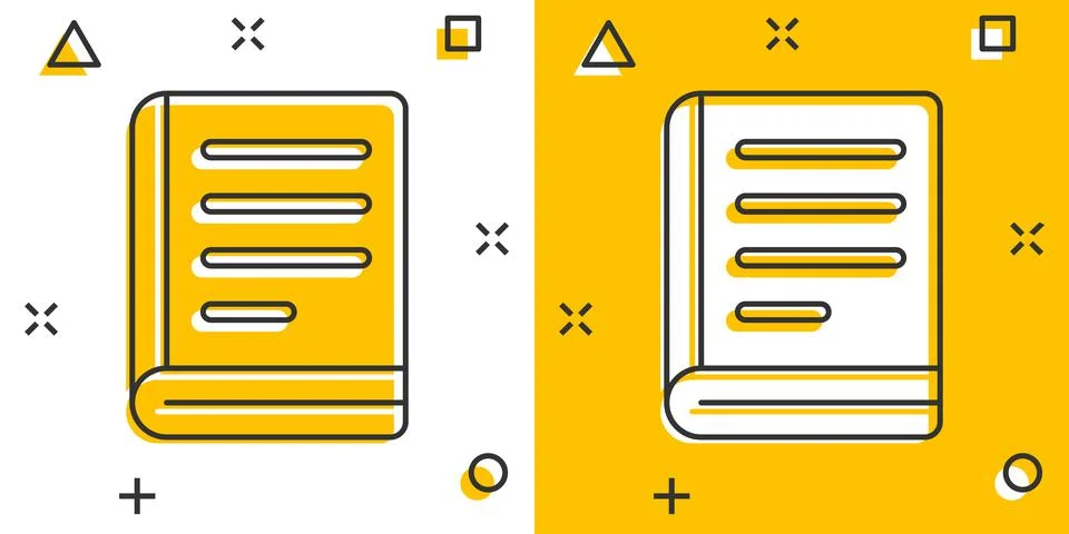 Document book icon in comic style. Paper sheet cartoon vector illustration on Stock Illustration
