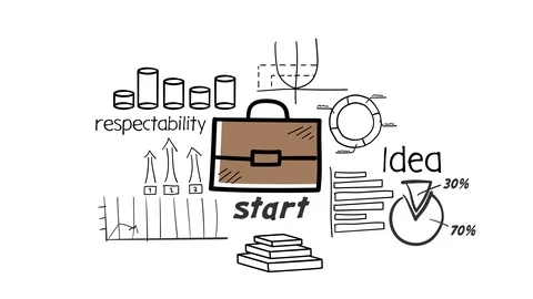 Document Briefcase and hand-drawn Infographics Stock Footage 110789531