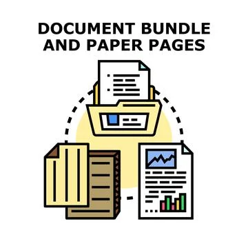 Document bundle and paper pages information workflow Stock Illustration