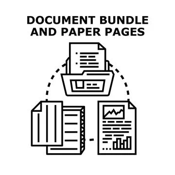 Document bundle and paper pages information workflow Stock Illustration