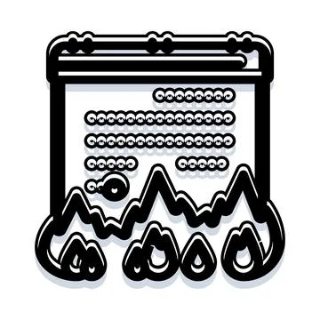 Document burning with flames destroying important information Illustrazione stock