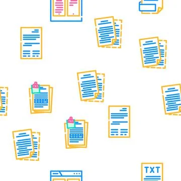 Document business file office vector seamless pattern Stock Illustration