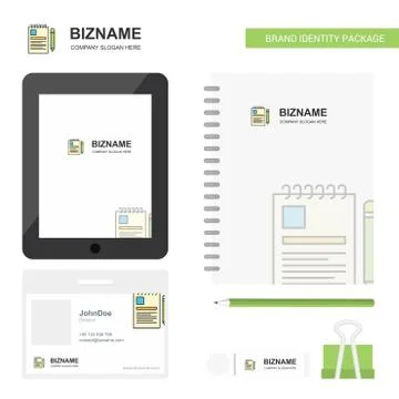 Document  Business Logo, Tab App, Diary PVC Employee Card and USB Brand Stati Stock Illustration