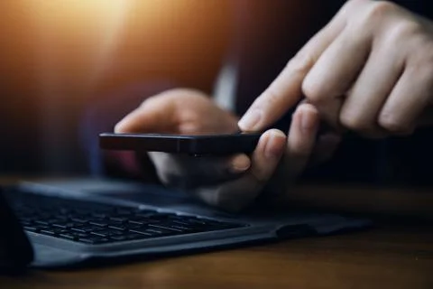 Document Businessman working modern computer Document Management System (DM.. 스톡 사진