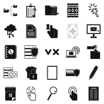 Document case icons set, simple style Stock Illustration