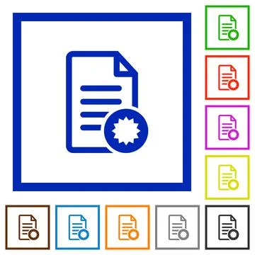 Document certificate flat framed icons Stock Illustration