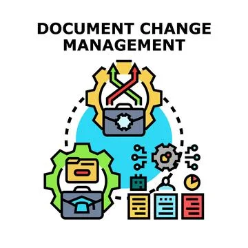 Document change management process workflow optimization concept Stock Illustration