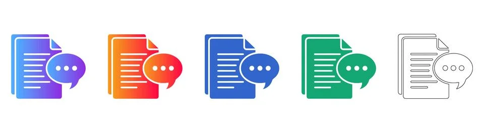Document Chat Bubble Icon Collection Stock Illustration