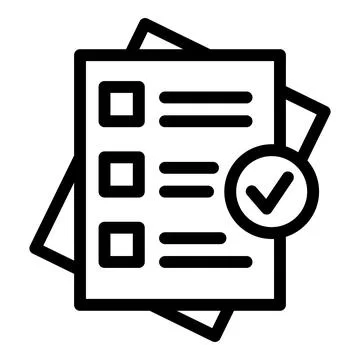 Document check icon outline vector. Form paper Stock Illustration