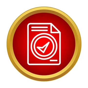 Document check mark icon illustrating successful validation approval Stock Illustration