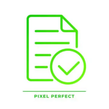 Document with check mark pixel perfect gradient linear vector icon Illustrazione stock