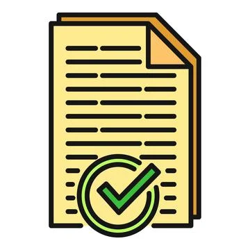 Document check mark showing approved agreement icon Illustrazione stock