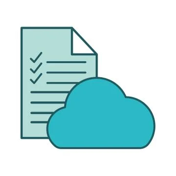 Document with check marks and cloud computing line and fill style icon vector Stock Illustration
