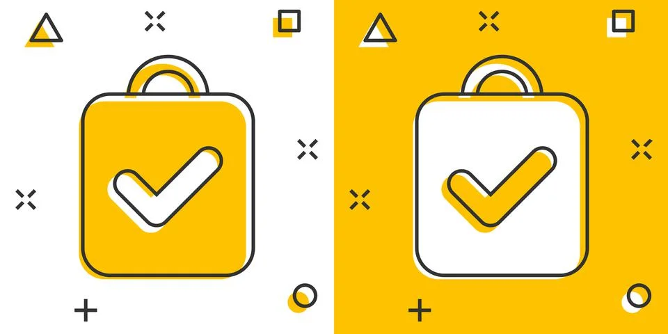 Document checkbox icon in comic style. Test cartoon vector illustration on wh Stock Illustration
