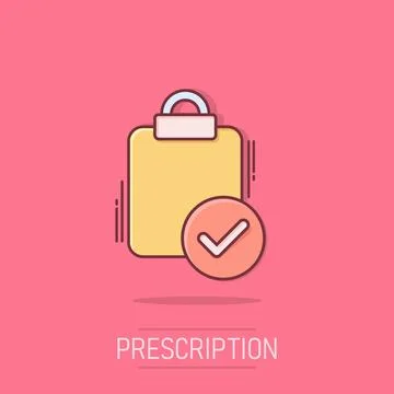 Document checkbox icon in comic style. Test cartoon vector illustration on .. Stock Illustration