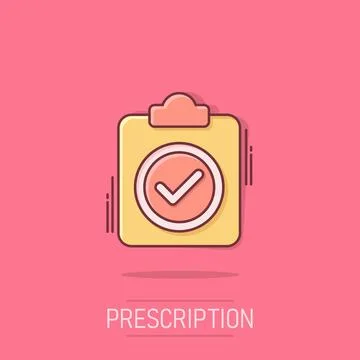 Document checkbox icon in comic style. Test cartoon vector illustration on .. Stock Illustration