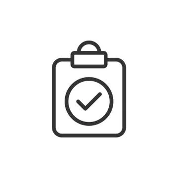 Document checkbox icon in flat style. Test vector illustration on white isola Ilustração Stock