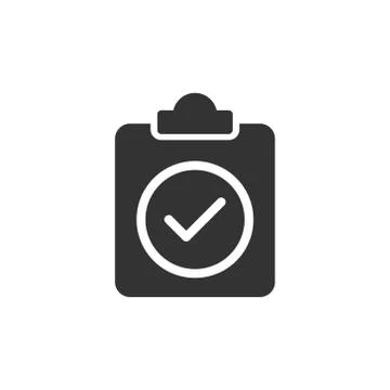 Document checkbox icon in flat style. Test vector illustration on white isola Illustrazione stock
