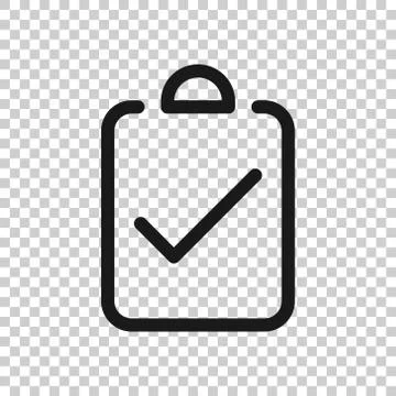 Document checkbox icon in flat style. Test vector illustration on white isola Illustrazione stock