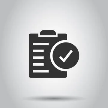 Document checkbox icon in flat style. Test vector illustration on white isola Stock Illustration