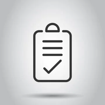 Document checkbox icon in flat style. Test vector illustration on white isola Illustrazione stock