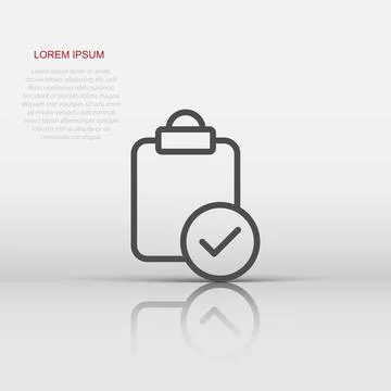 Document checkbox icon in flat style. Test vector illustration on white iso.. Stock Illustration