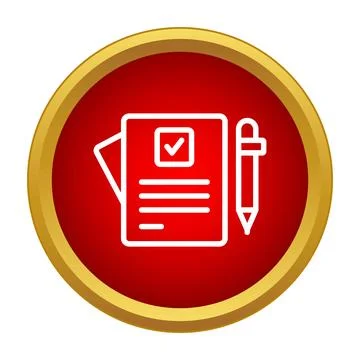 Document with checklist and pen in red circle イラスト素材