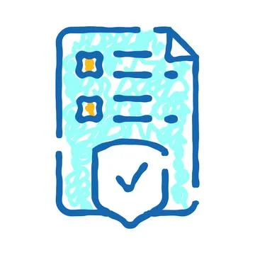 Document with checklist and verified protection shield Illustrazione stock