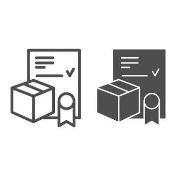 Document checklist with box line and solid icon, delivery and logistics symbol 스톡 일러스트