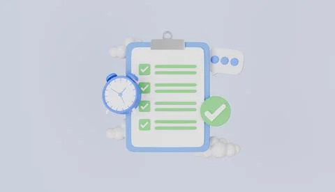Document checklist with clock message check mark cloud icon Stock Illustration