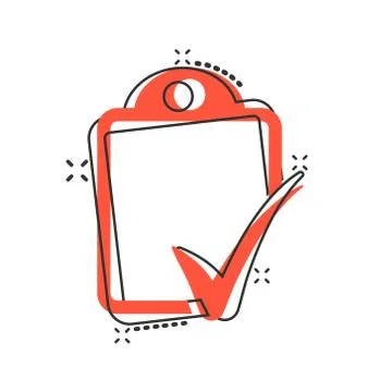 Document checklist icon in comic style. Report cartoon vector illustration on Stock Illustration