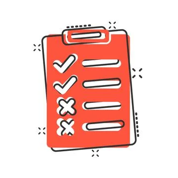 Document checklist icon in comic style. Report cartoon vector illustration on Stockillustratie