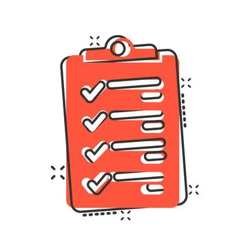 Document checklist icon in comic style. Report cartoon vector illustration on 스톡 일러스트