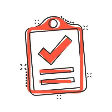 Document checklist icon in comic style. Report cartoon vector illustration on Stockillustratie