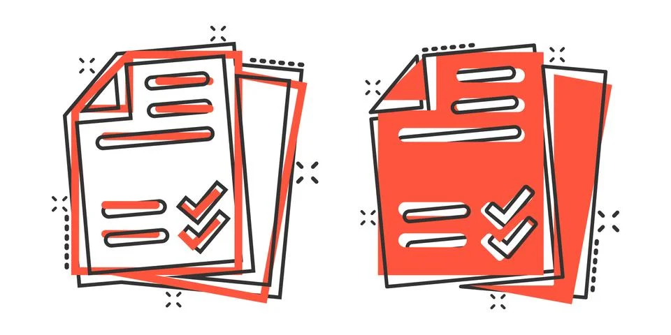 Document checklist icon in comic style. Report cartoon vector illustration on Stockillustratie