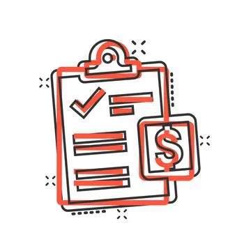 Document checklist icon in comic style. Report cartoon vector illustration on Stockillustratie