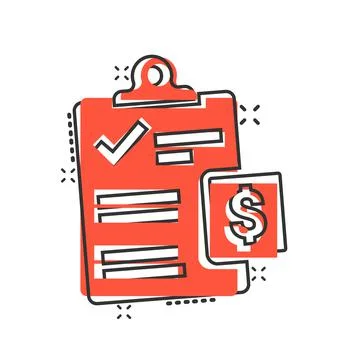Document checklist icon in comic style. Report cartoon vector illustration on Stockillustratie