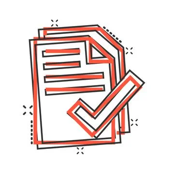 Document checklist icon in comic style. Report cartoon vector illustration on Stockillustratie