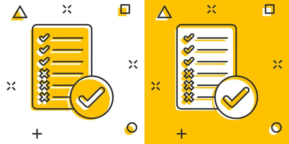 Document checklist icon in comic style. Report cartoon vector illustration on Stockillustratie