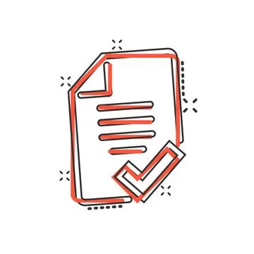 Document checklist icon in comic style. Report cartoon vector illustration on Stockillustratie