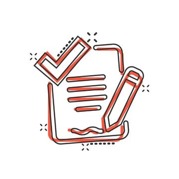 Document checklist icon in comic style. Report cartoon vector illustration on Stockillustratie