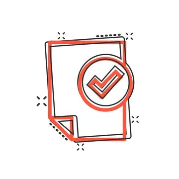 Document checklist icon in comic style. Report cartoon vector illustration on Stockillustratie