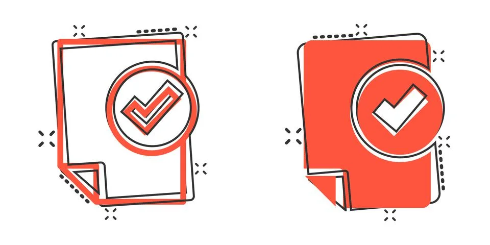 Document checklist icon in comic style. Report cartoon vector illustration on 스톡 일러스트