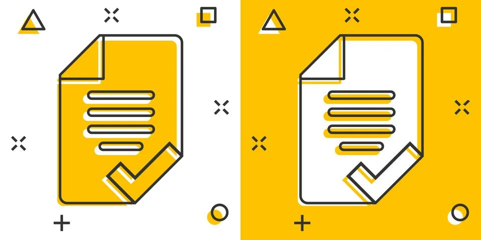Document checklist icon in comic style. Report cartoon vector illustration on Stockillustratie