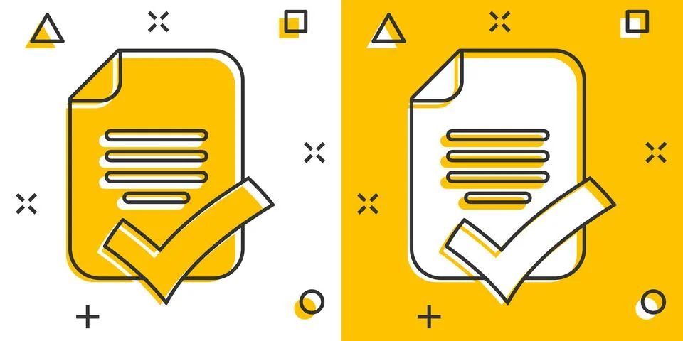 Document checklist icon in comic style. Report cartoon vector illustration .. Stockillustratie