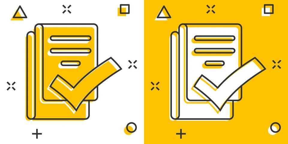 Document checklist icon in comic style. Report cartoon vector illustration .. 스톡 일러스트