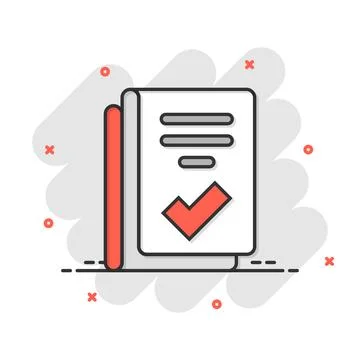 Document checklist icon in comic style. Report cartoon vector illustration .. Illustrazione stock