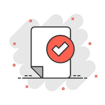 Document checklist icon in comic style. Report cartoon vector illustration .. Illustrazione stock